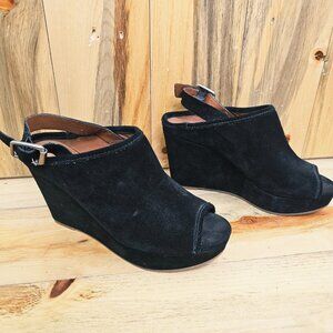 Lucky Brand Black Suede Jemadine Wedge Platform Heel Size 8